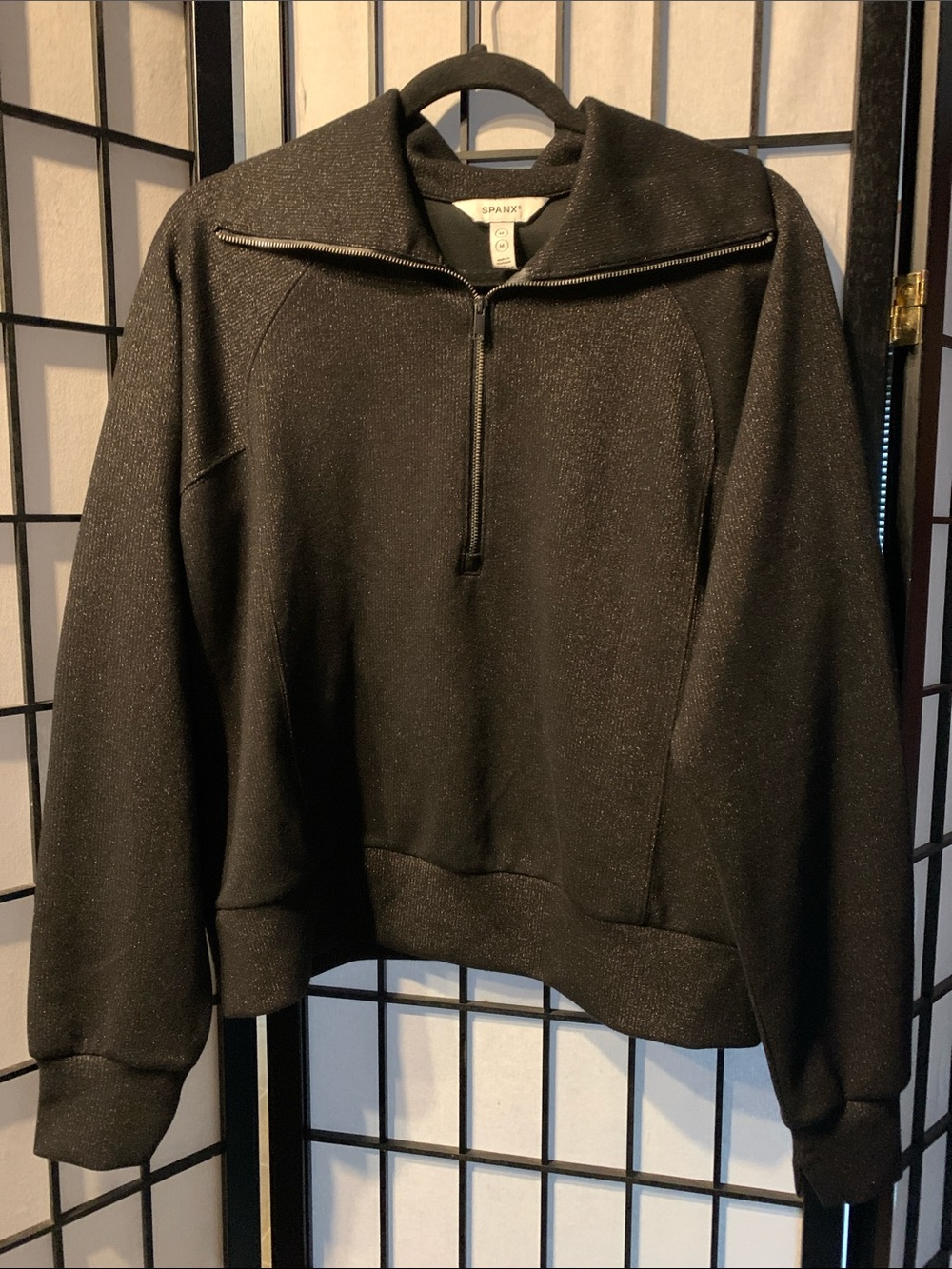 SPANX  Black Zip-Up Pullover Shirt Size M